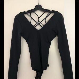 David Lerner long sleeve black bodysuit